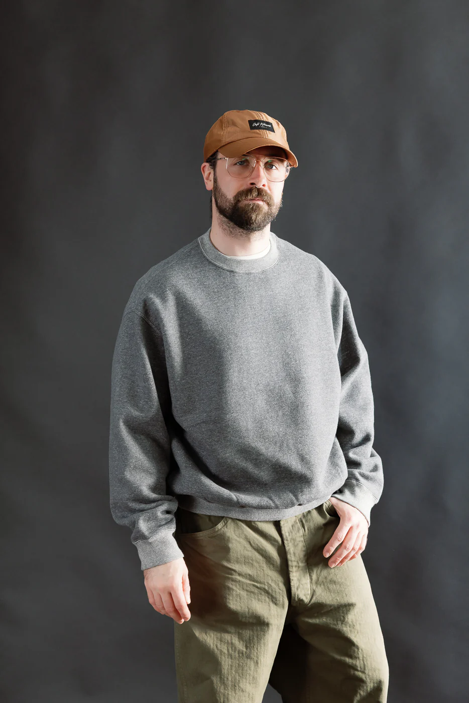 01-0041-60K - Relaxed Fit Densely Knit Sweatshirt - Charcoal Gray - Image 13