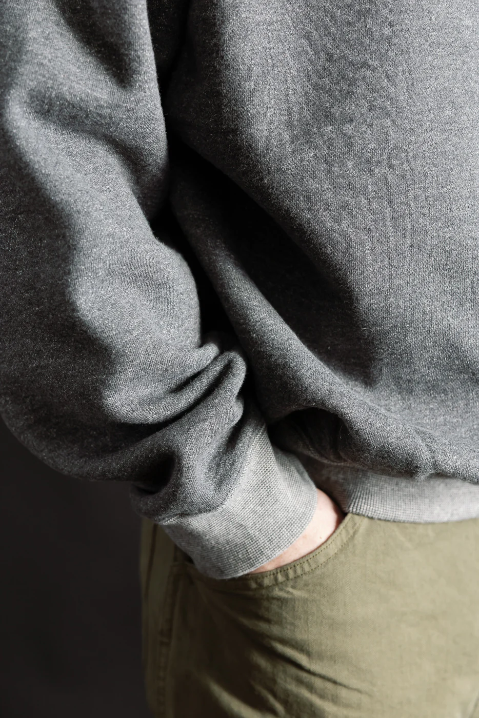 01-0041-60K - Relaxed Fit Densely Knit Sweatshirt - Charcoal Gray - Image 16