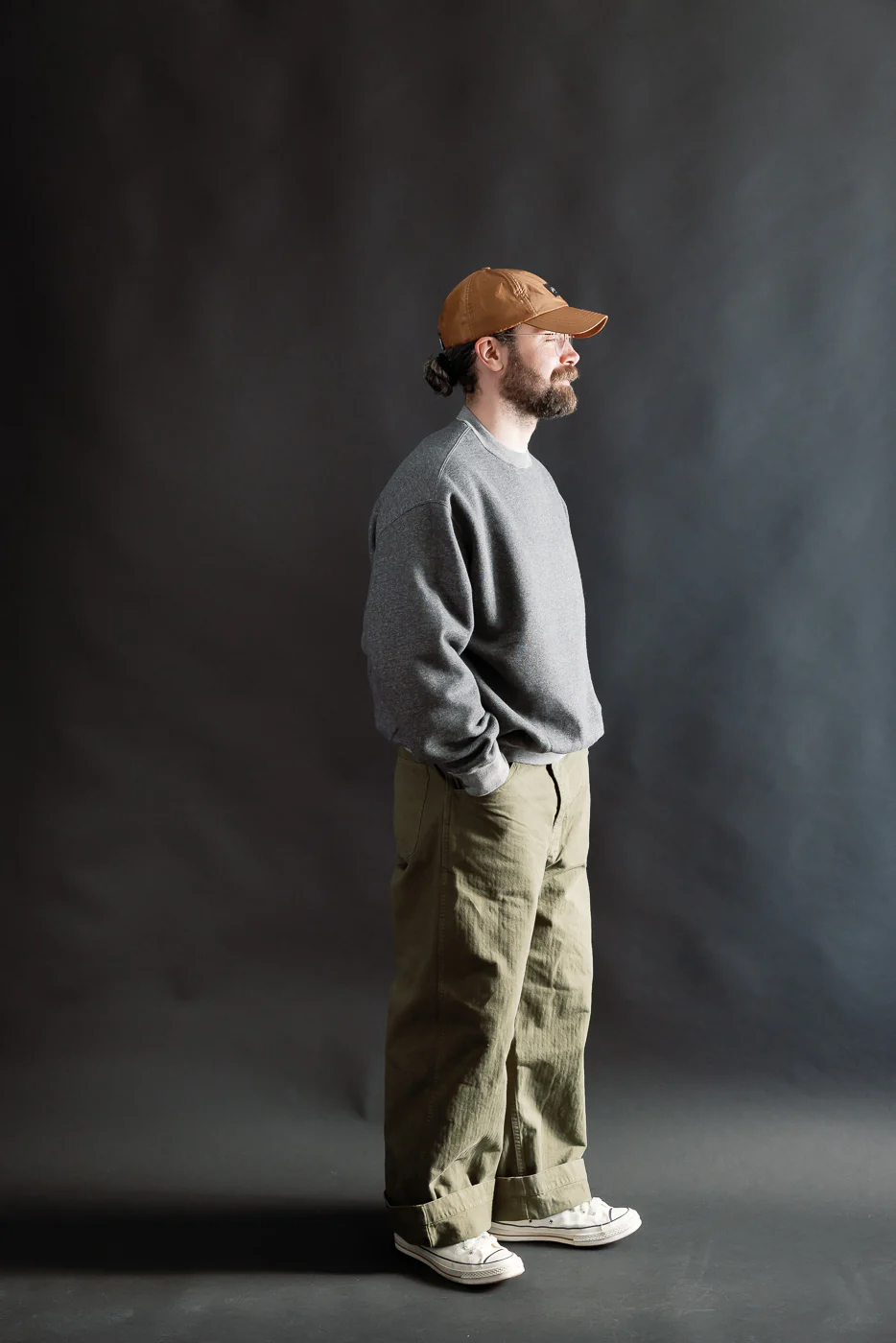 01-0041-60K - Relaxed Fit Densely Knit Sweatshirt - Charcoal Gray - Image 6