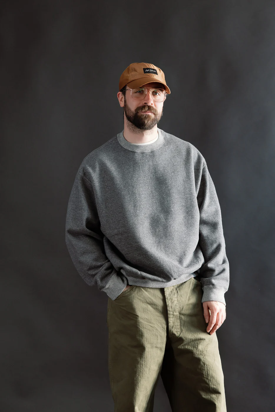01-0041-60K - Relaxed Fit Densely Knit Sweatshirt - Charcoal Gray - Image 8