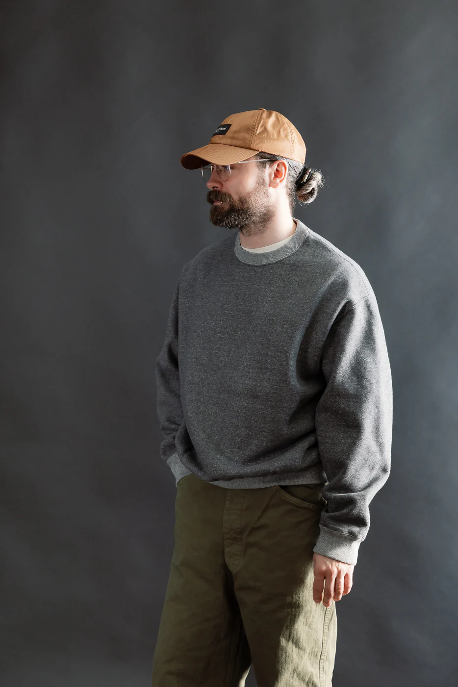 01-0041-60K - Relaxed Fit Densely Knit Sweatshirt - Charcoal Gray - Image 9