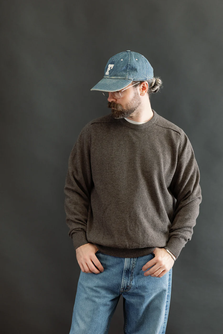 01-0050-53 - Simple Wool Crewneck Sweater - Brown - Image 14