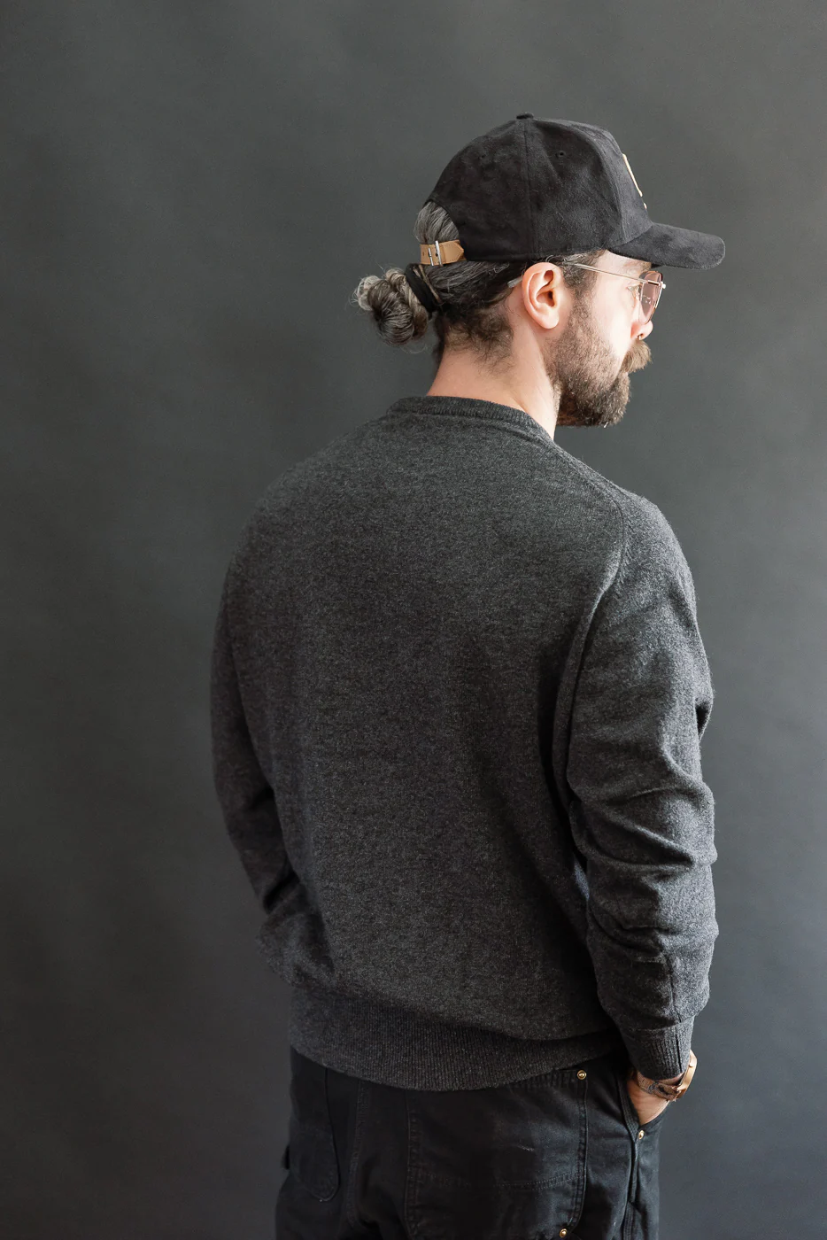 01-0050-60 - Simple Wool Crewneck Sweater - Charcoal Gray - Image 11
