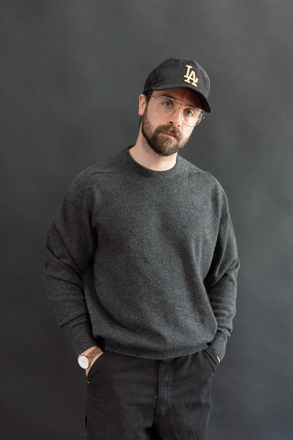 01-0050-60 - Simple Wool Crewneck Sweater - Charcoal Gray - Image 13