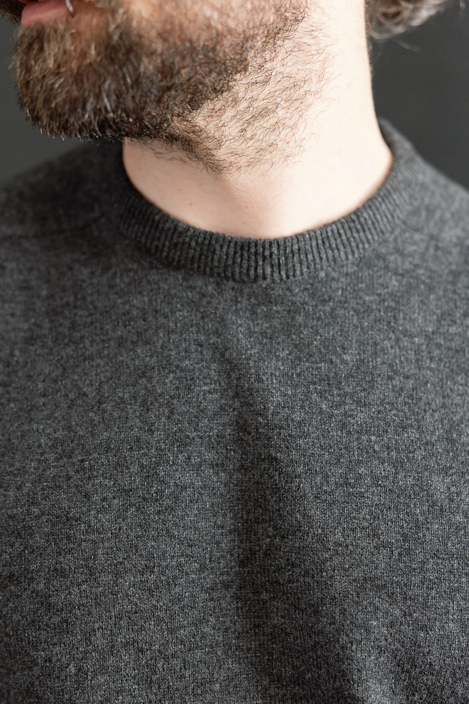 01-0050-60 - Simple Wool Crewneck Sweater - Charcoal Gray - Image 15