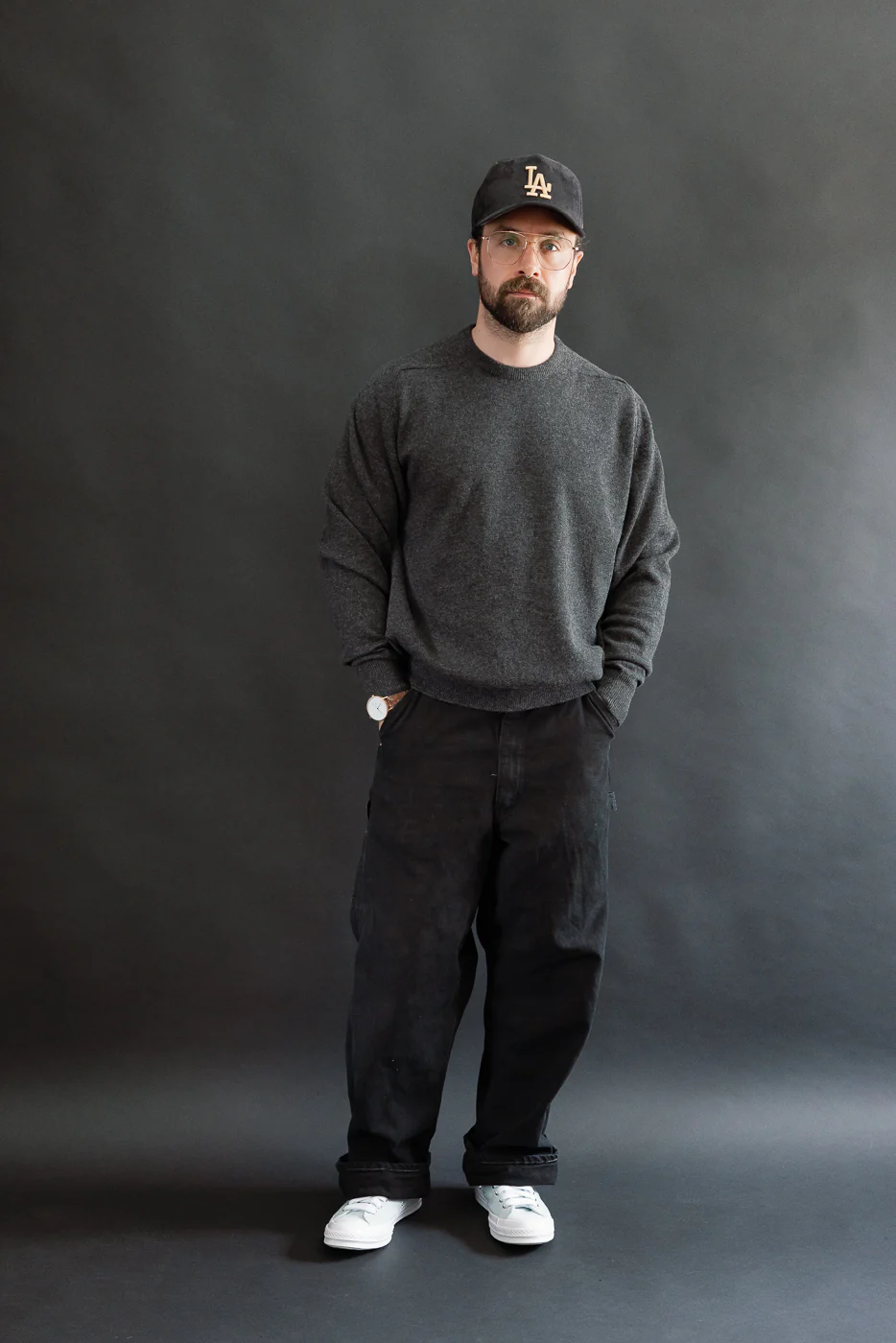01-0050-60 - Simple Wool Crewneck Sweater - Charcoal Gray - Image 5