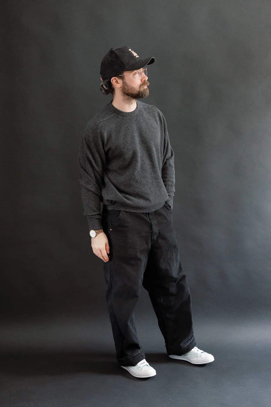 01-0050-60 - Simple Wool Crewneck Sweater - Charcoal Gray - Image 6