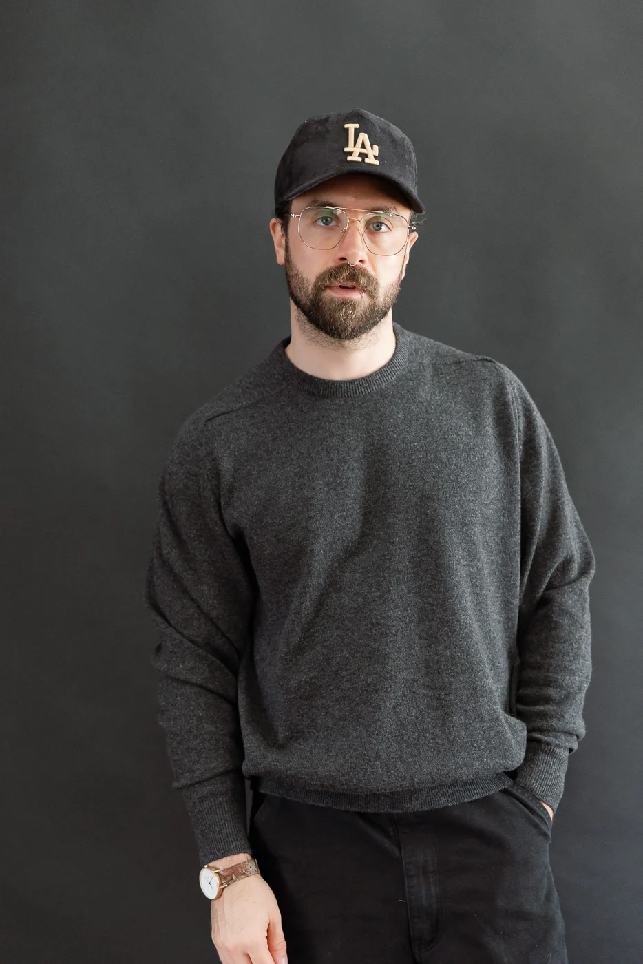 01-0050-60 - Simple Wool Crewneck Sweater - Charcoal Gray - Image 8