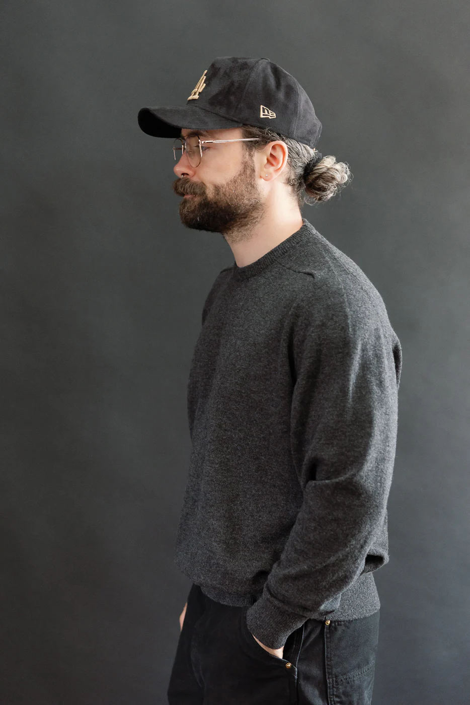 01-0050-60 - Simple Wool Crewneck Sweater - Charcoal Gray - Image 9