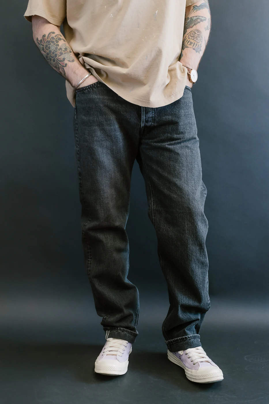 01-1050W-D61S - 105 - Standard Fit Selvedge Denim - Black Stone - Image 13