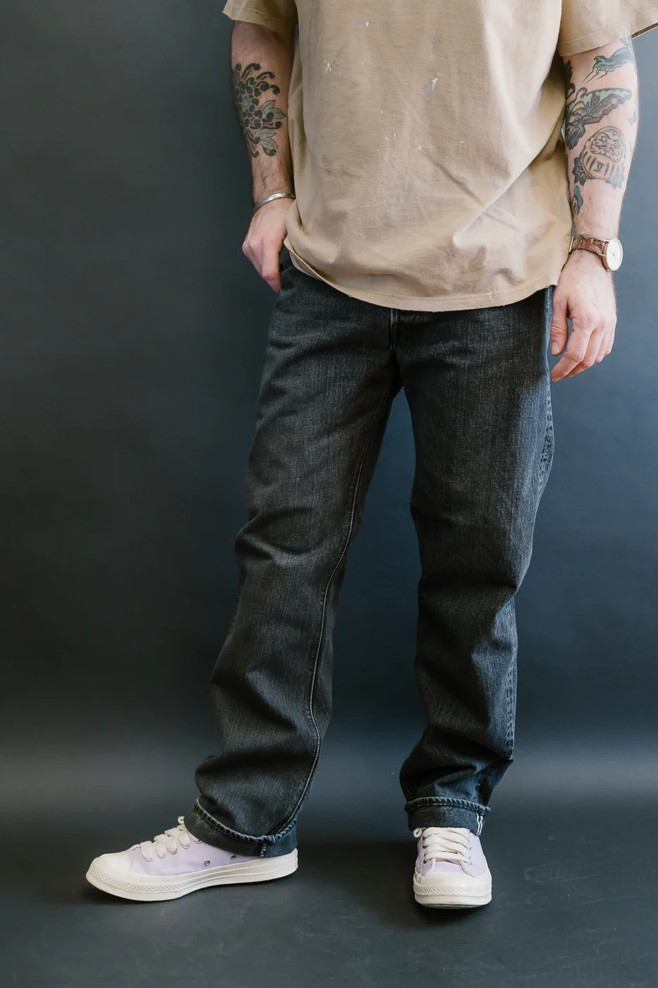 01-1050W-D61S - 105 - Standard Fit Selvedge Denim - Black Stone - Image 17