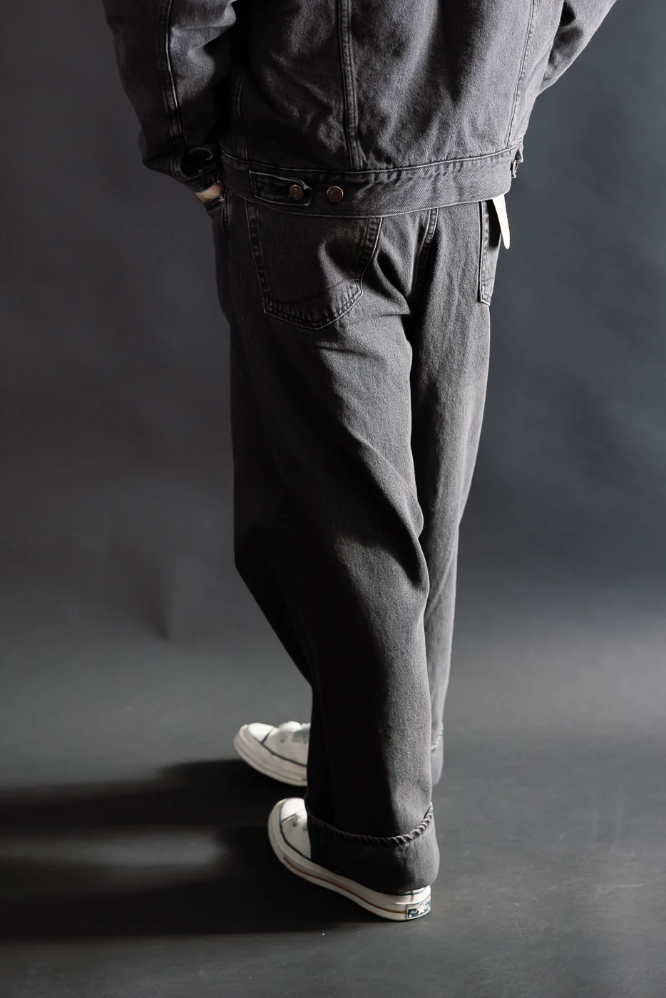 01-1100W-D61SK - 100 Super Dad's Fit Denim Jeans - Black Denim Stone - Image 12