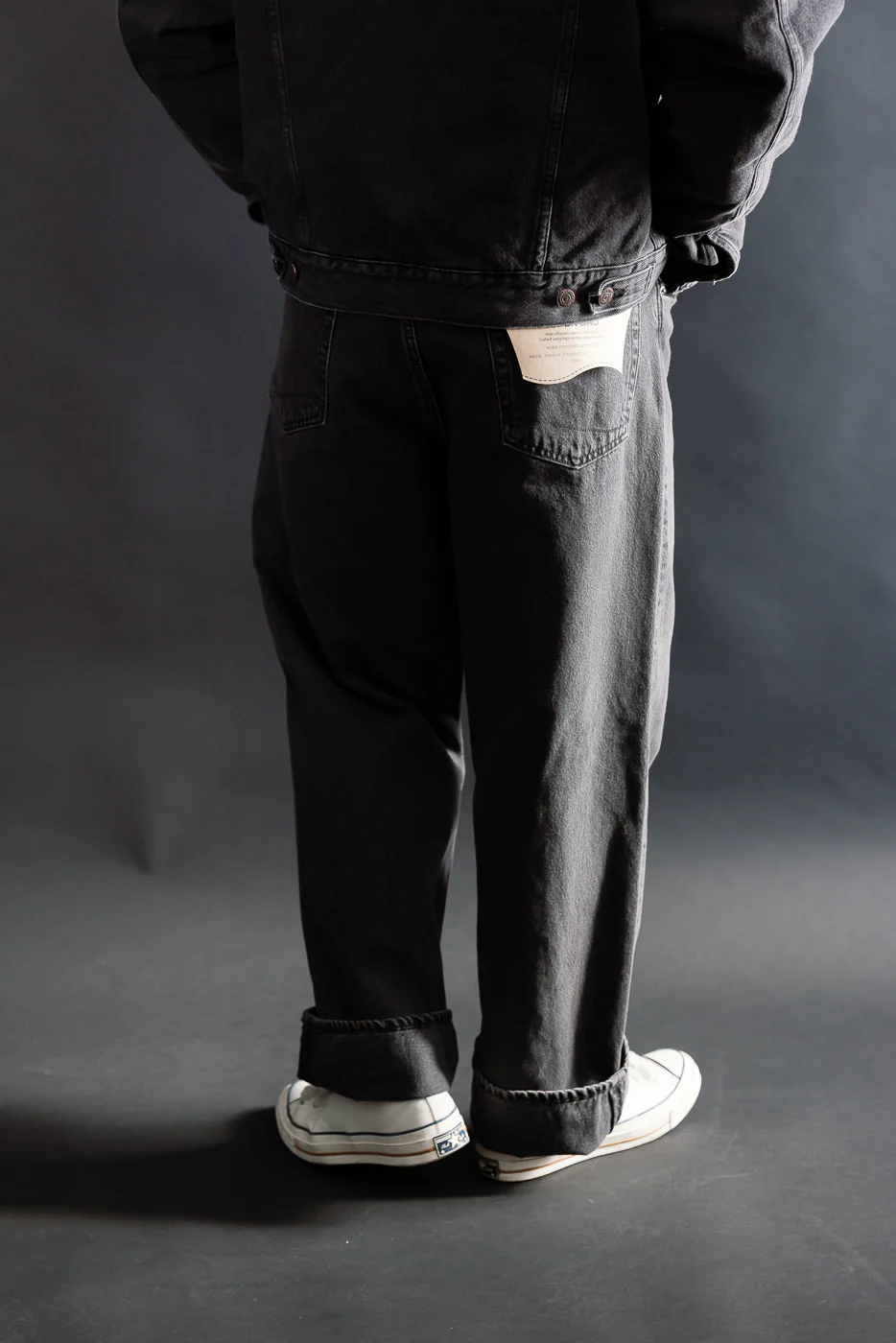 01-1100W-D61SK - 100 Super Dad's Fit Denim Jeans - Black Denim Stone - Image 13