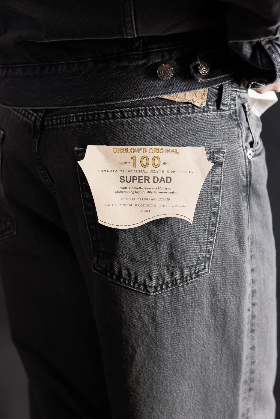 01-1100W-D61SK - 100 Super Dad's Fit Denim Jeans - Black Denim Stone - Image 18