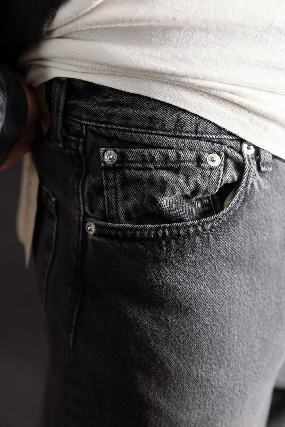01-1100W-D61SK - 100 Super Dad's Fit Denim Jeans - Black Denim Stone - Image 19