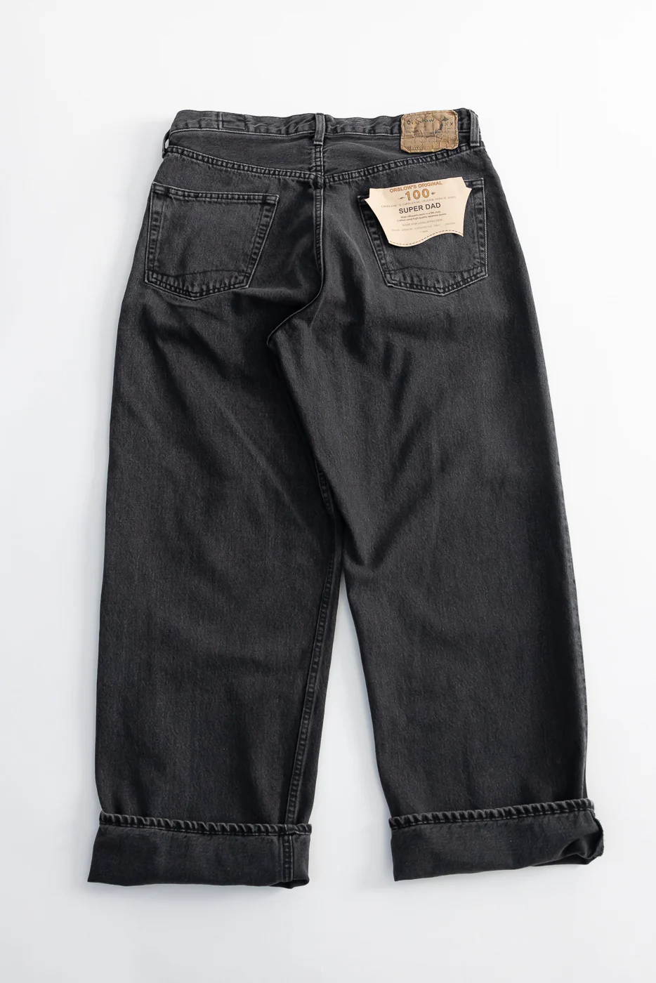 01-1100W-D61SK - 100 Super Dad's Fit Denim Jeans - Black Denim Stone - Image 6