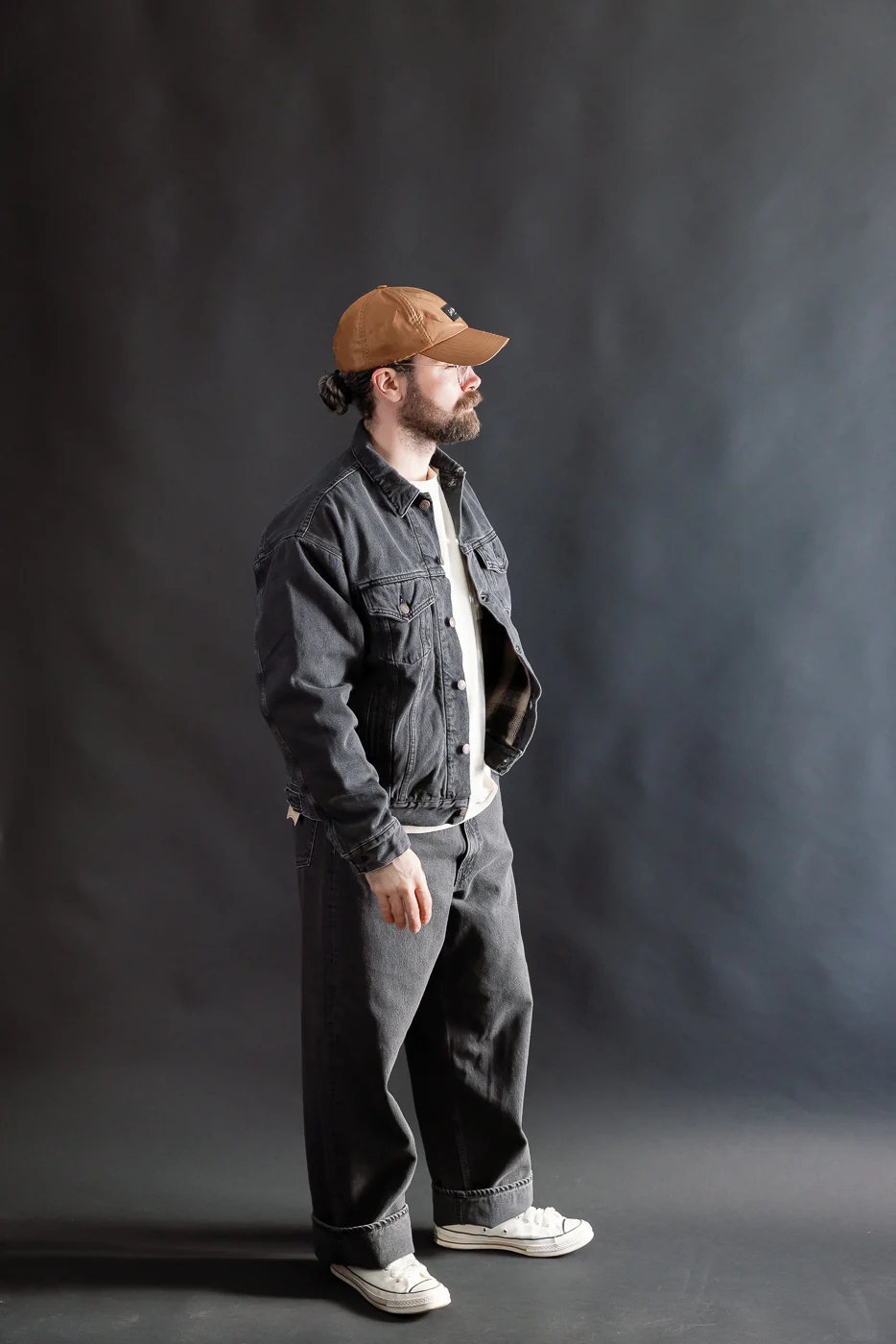 01-1100W-D61SK - 100 Super Dad's Fit Denim Jeans - Black Denim Stone - Image 8