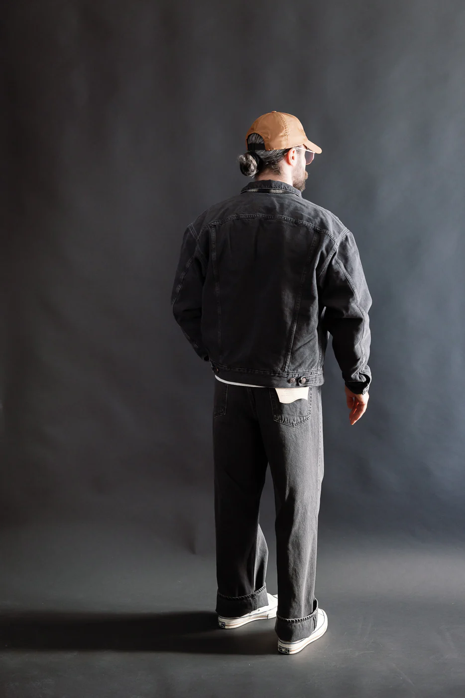 01-1100W-D61SK - 100 Super Dad's Fit Denim Jeans - Black Denim Stone - Image 9