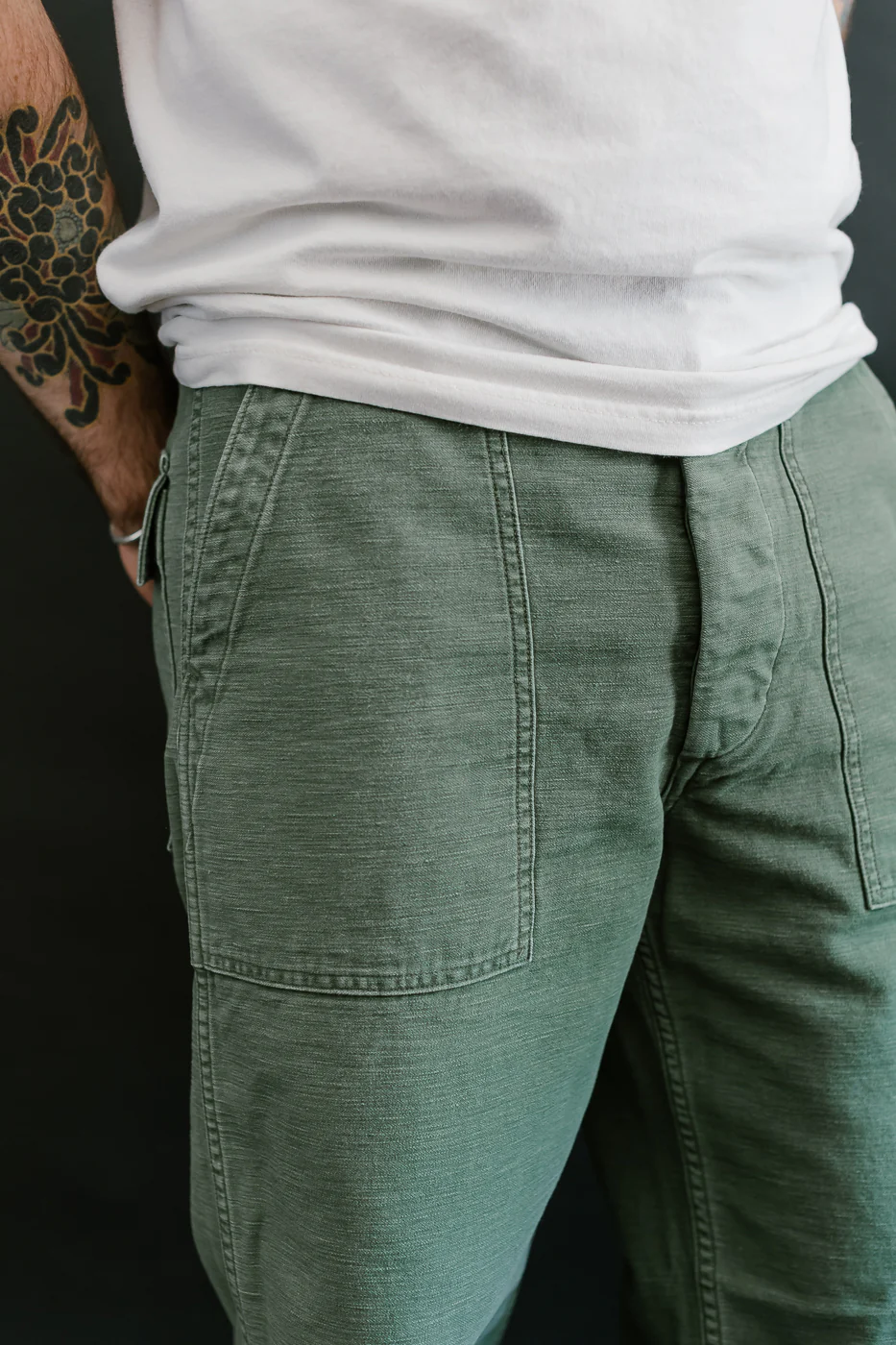 01-5002-216 - Fatigue Pants Reverse Sateen - Standard Fit - Vintage Washed Olive - Image 17