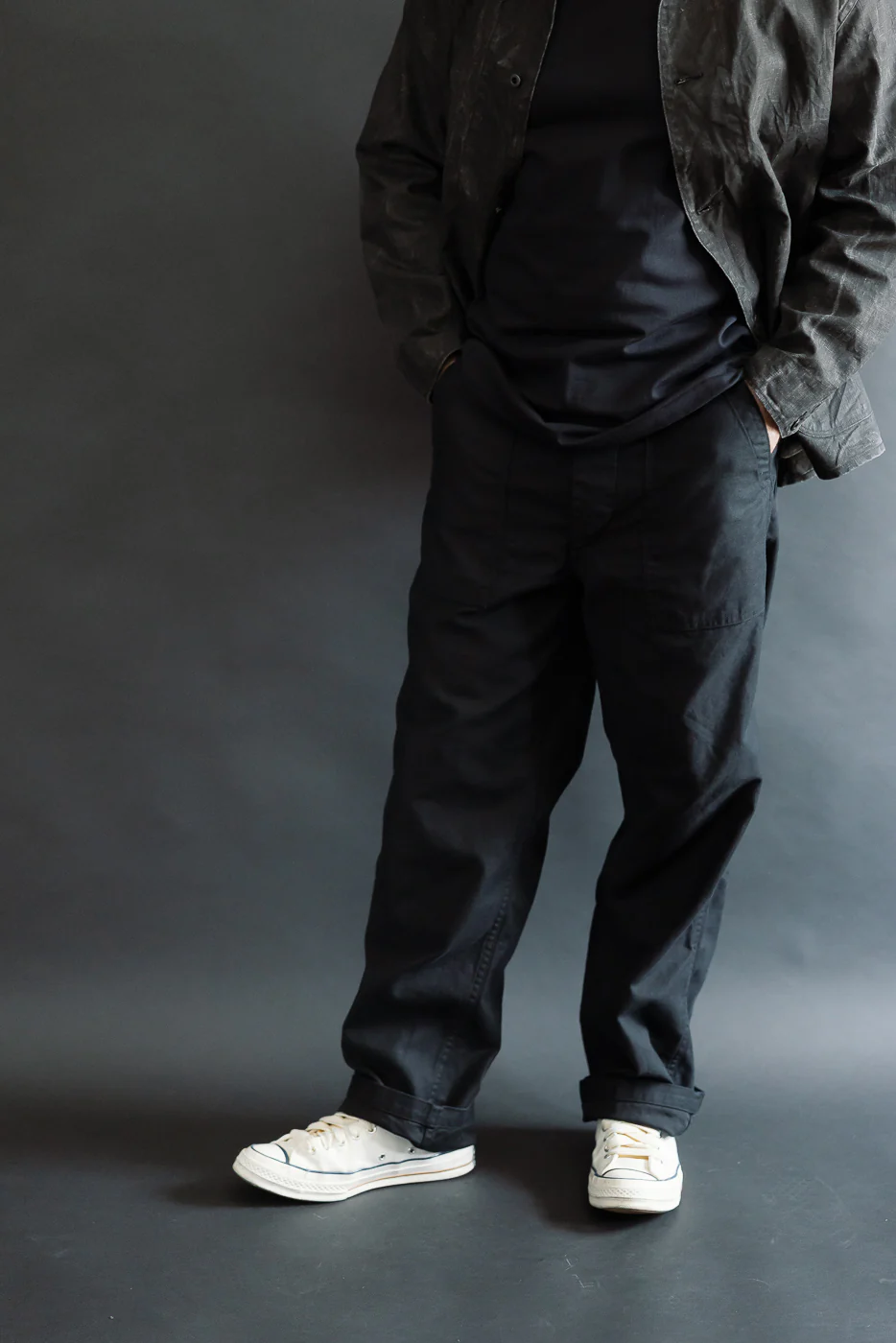 01-5002-J61 - Standard Fit Fatigue Pants Reverse Sateen - Deep Black - Image 13