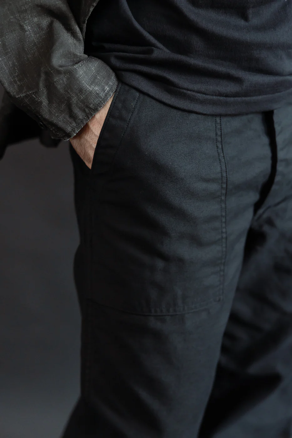 01-5002-J61 - Standard Fit Fatigue Pants Reverse Sateen - Deep Black - Image 15