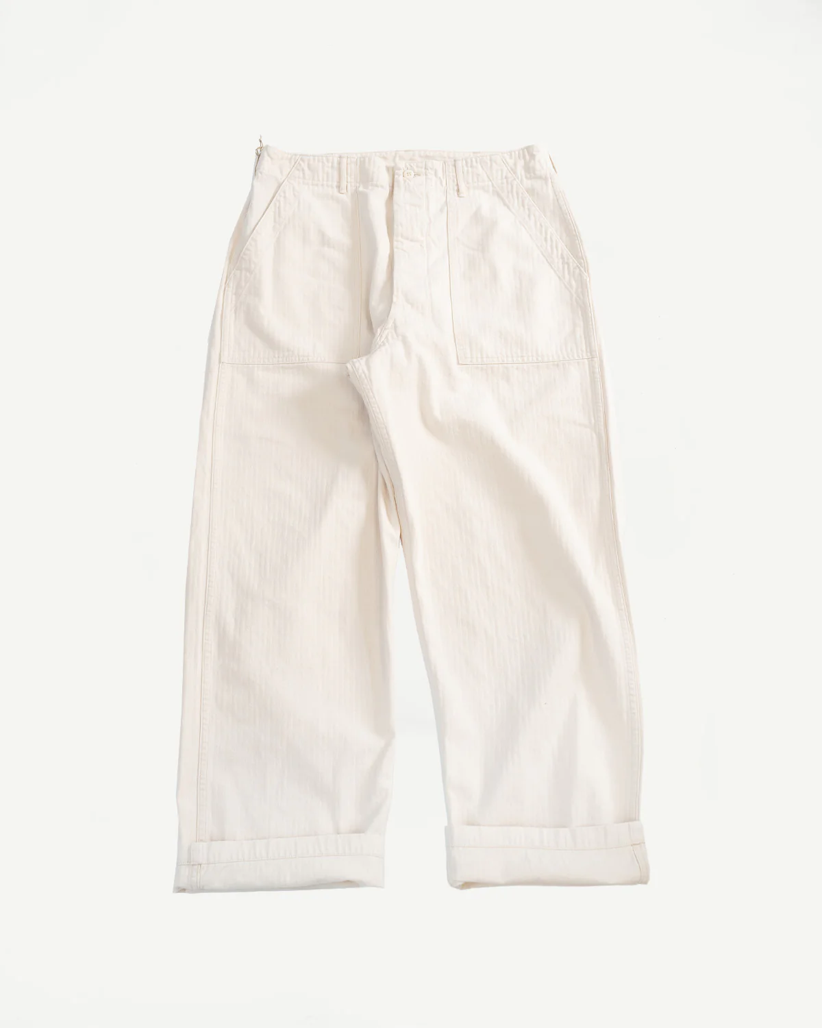 01-5103-66 - Herringbone Summer Fatigue Pants - Ecru