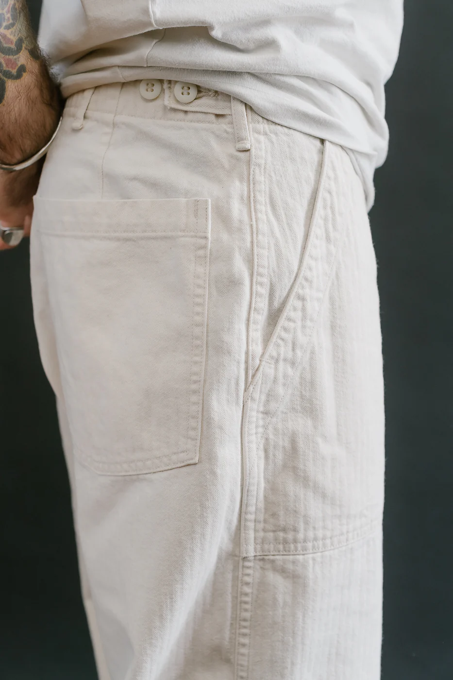 01-5103-66 - Herringbone Summer Fatigue Pants - Ecru - Image 20