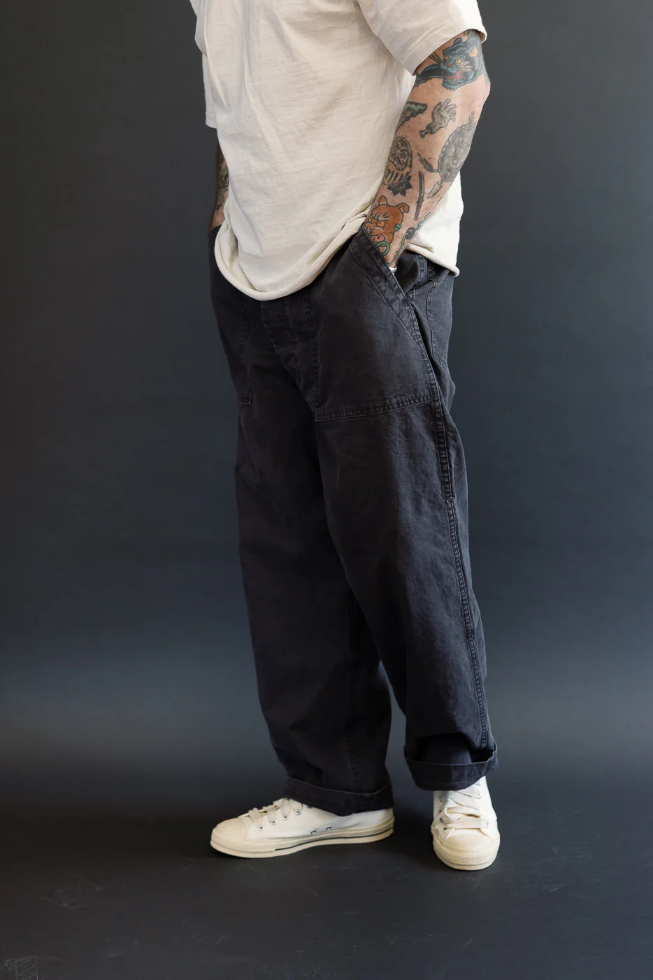 01-5103-M61K - Duck Canvas Summer Fatigue Pants - Black - Image 11