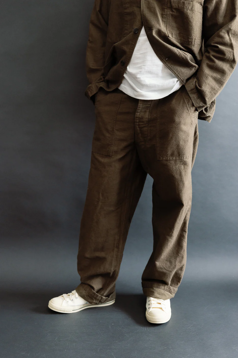 01-5104-52K - Fatigue Pants Cotton Linen Moleskin Relax Fit - Coffee Brown - Image 11