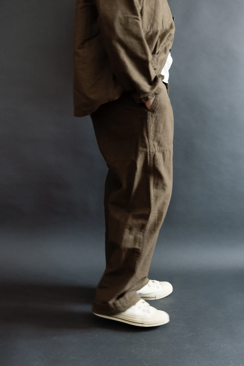 01-5104-52K - Fatigue Pants Cotton Linen Moleskin Relax Fit - Coffee Brown - Image 14