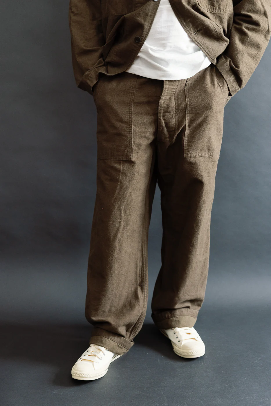 01-5104-52K - Fatigue Pants Cotton Linen Moleskin Relax Fit - Coffee Brown - Image 16