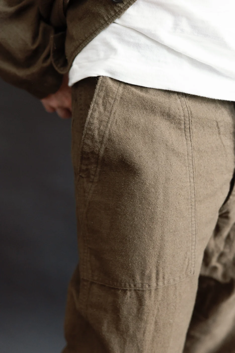 01-5104-52K - Fatigue Pants Cotton Linen Moleskin Relax Fit - Coffee Brown - Image 17