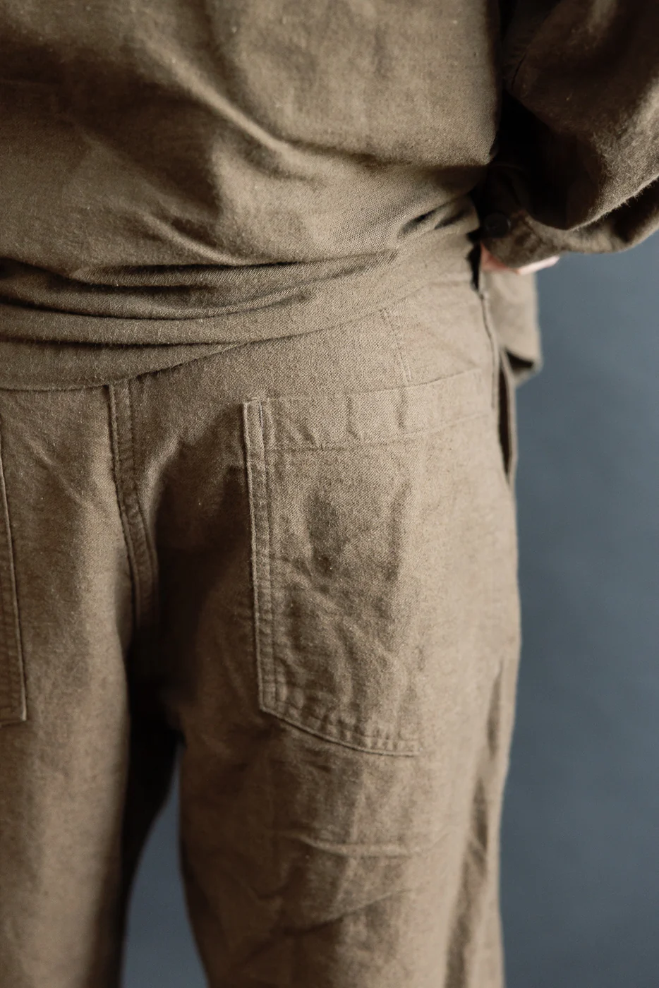 01-5104-52K - Fatigue Pants Cotton Linen Moleskin Relax Fit - Coffee Brown - Image 18