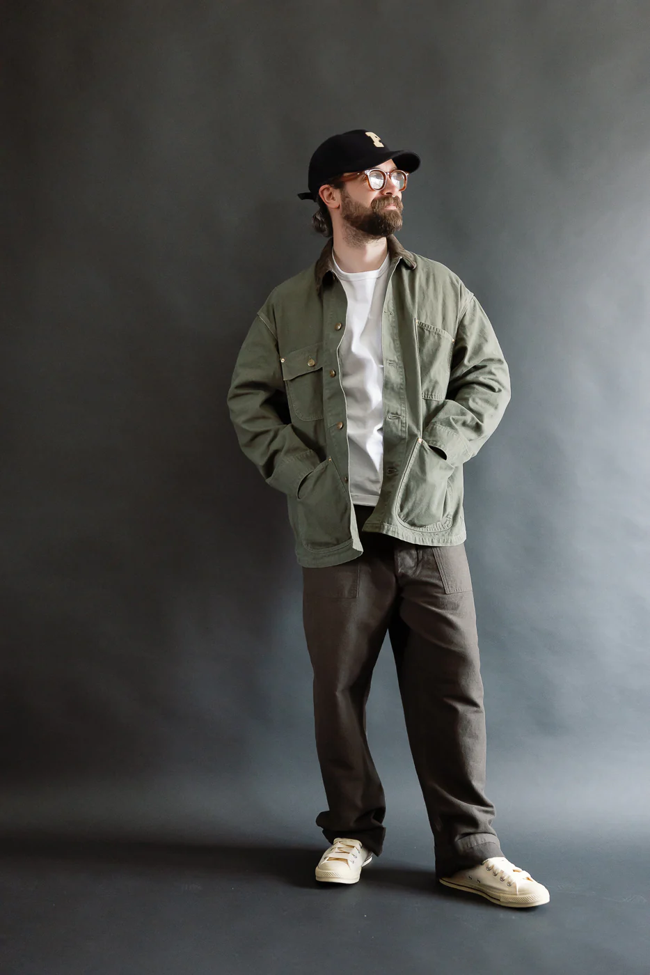 01-5104-60K - Fatigue Pants Cotton Linen Moleskin Relax Fit - Charcoal Gray - Image 7
