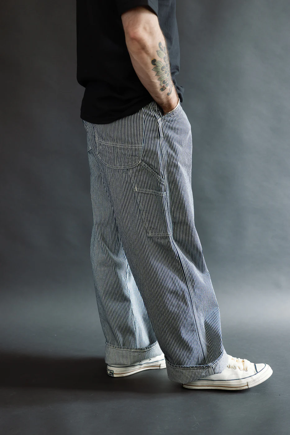 01-5126-181 - 30s Hickory Painter's Pants Wide Fit - Indigo, Ecru - Image 11