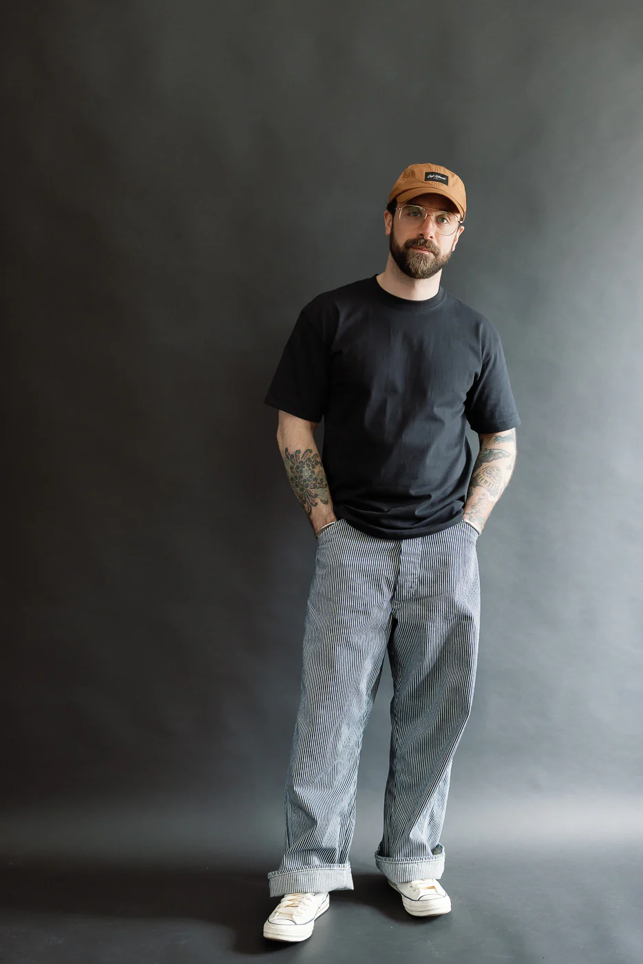 01-5126-181 - 30s Hickory Painter's Pants Wide Fit - Indigo, Ecru - Image 7