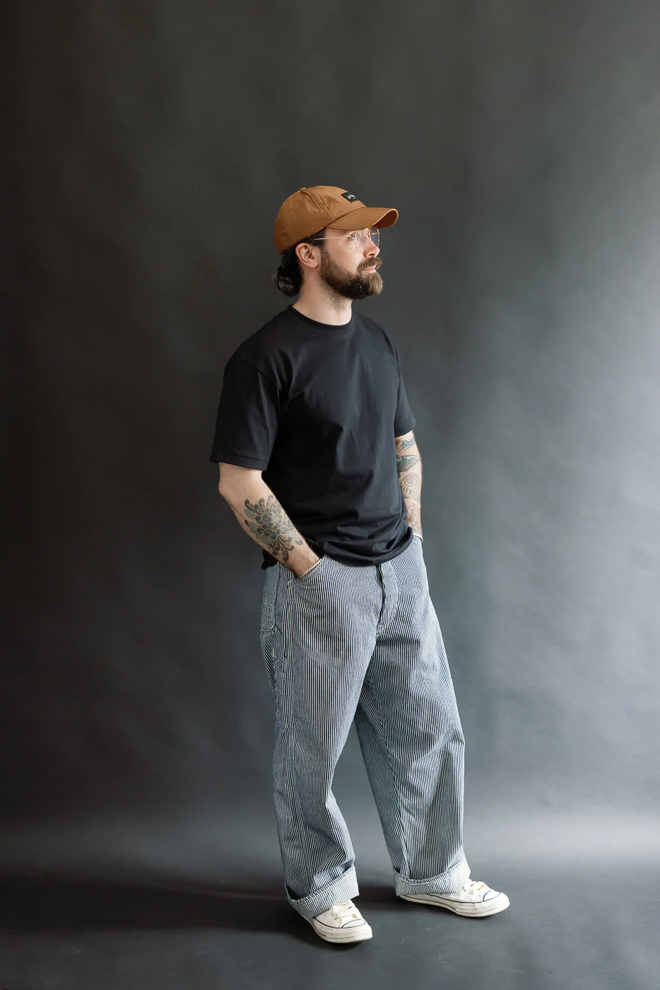 01-5126-181 - 30s Hickory Painter's Pants Wide Fit - Indigo, Ecru - Image 8