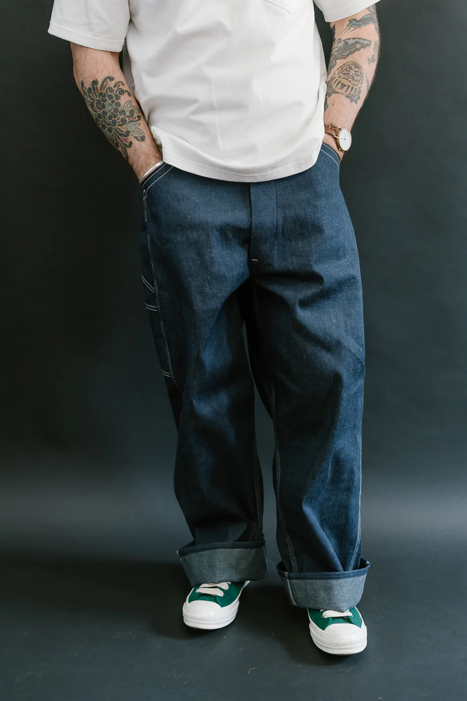 01-5126-80 - 30s Painter's Pants Rigid Indigo Chambray - Wide Fit - Image 10