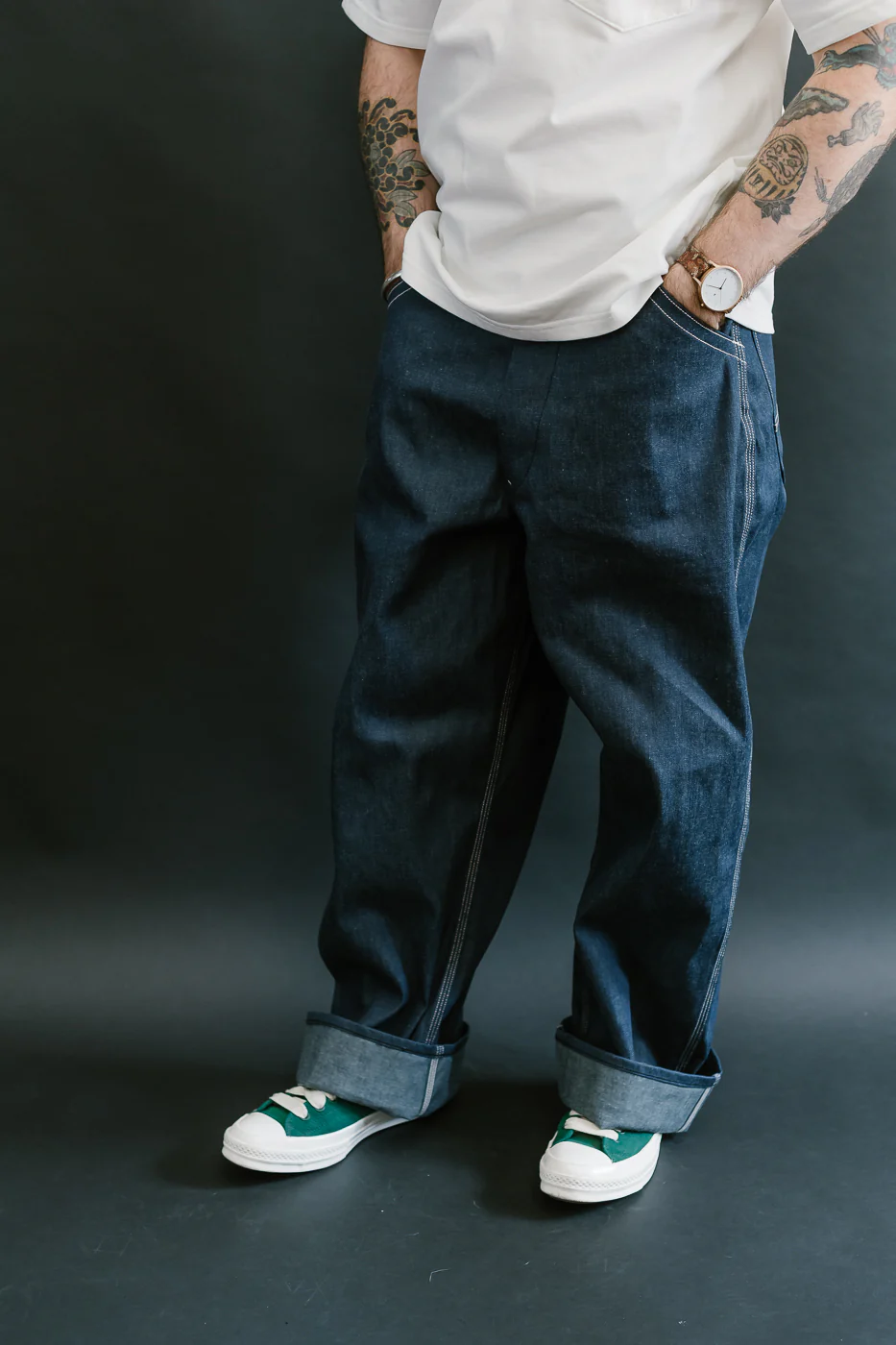 01-5126-80 - 30s Painter's Pants Rigid Indigo Chambray - Wide Fit - Image 11