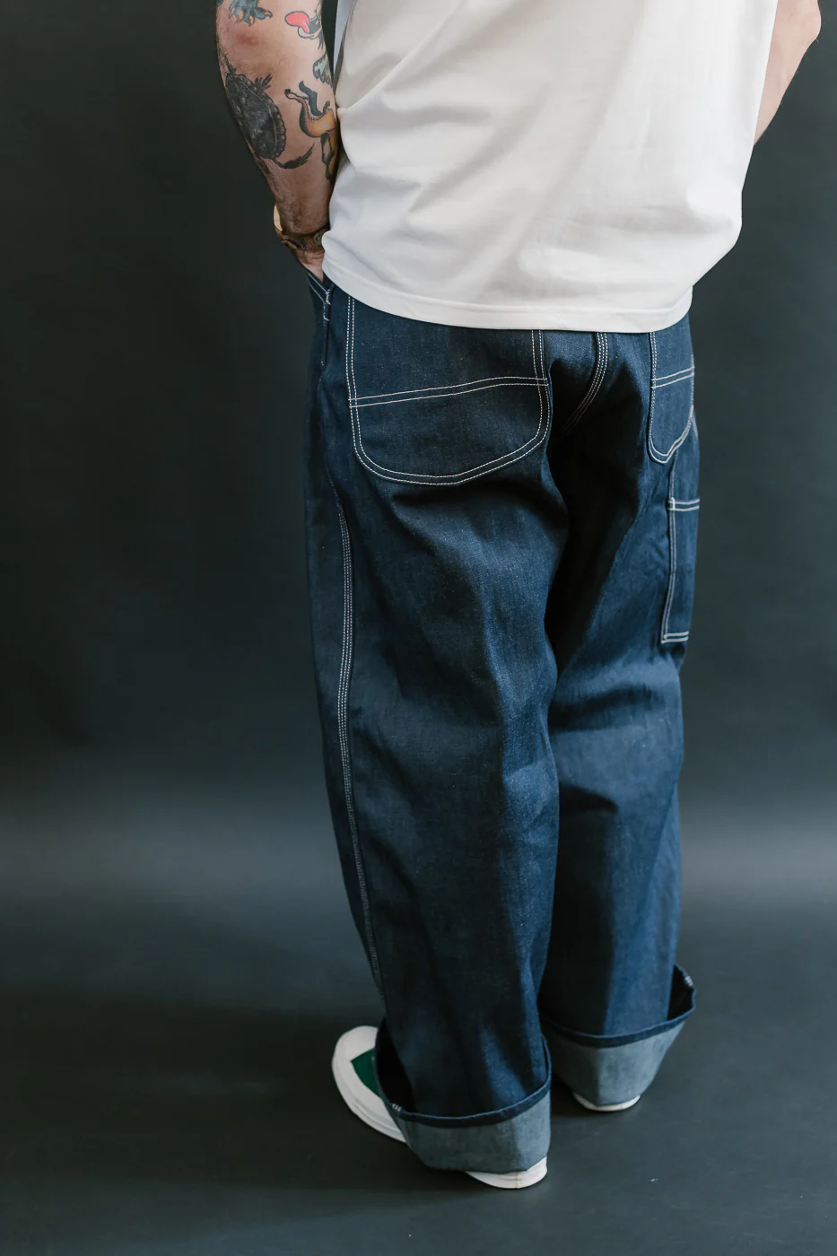 01-5126-80 - 30s Painter's Pants Rigid Indigo Chambray - Wide Fit - Image 12