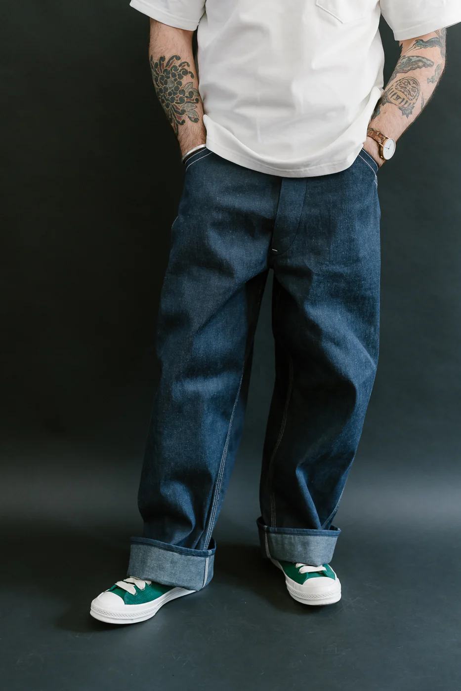 01-5126-80 - 30s Painter's Pants Rigid Indigo Chambray - Wide Fit - Image 15