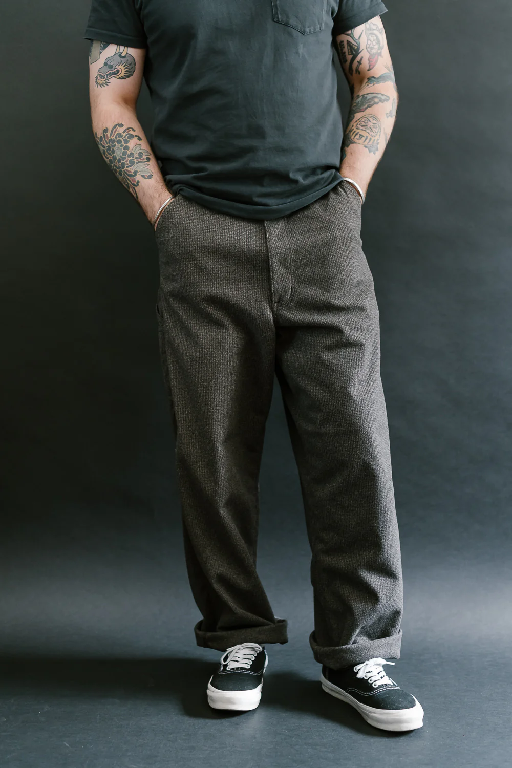 01-5328- 155 - Dad's Fit Painter's Pants Houndstooth - Brown - Image 10