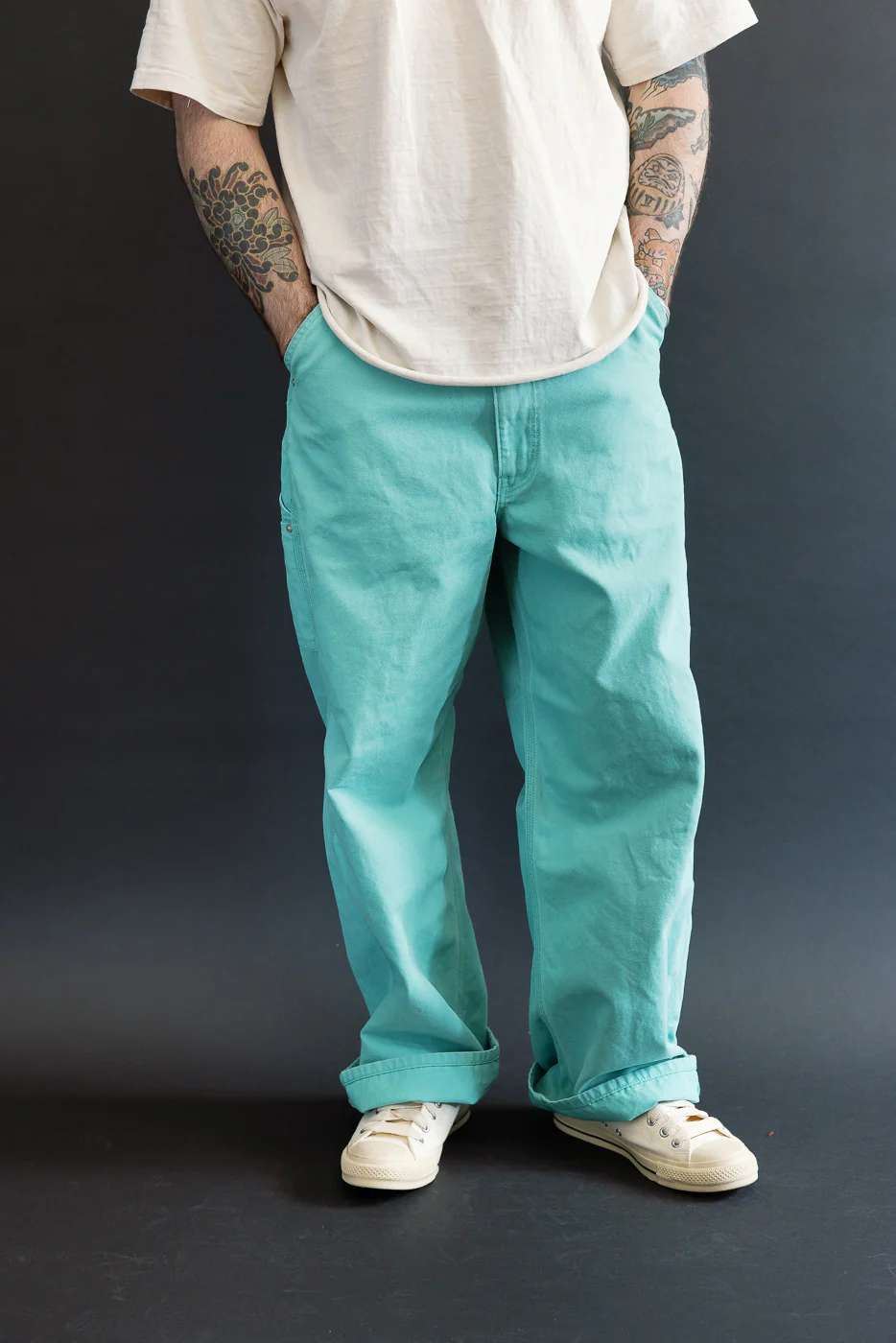 01-5328-39SK - Dad's Fit Painter's Pants Canvas - Turquoise - Image 11