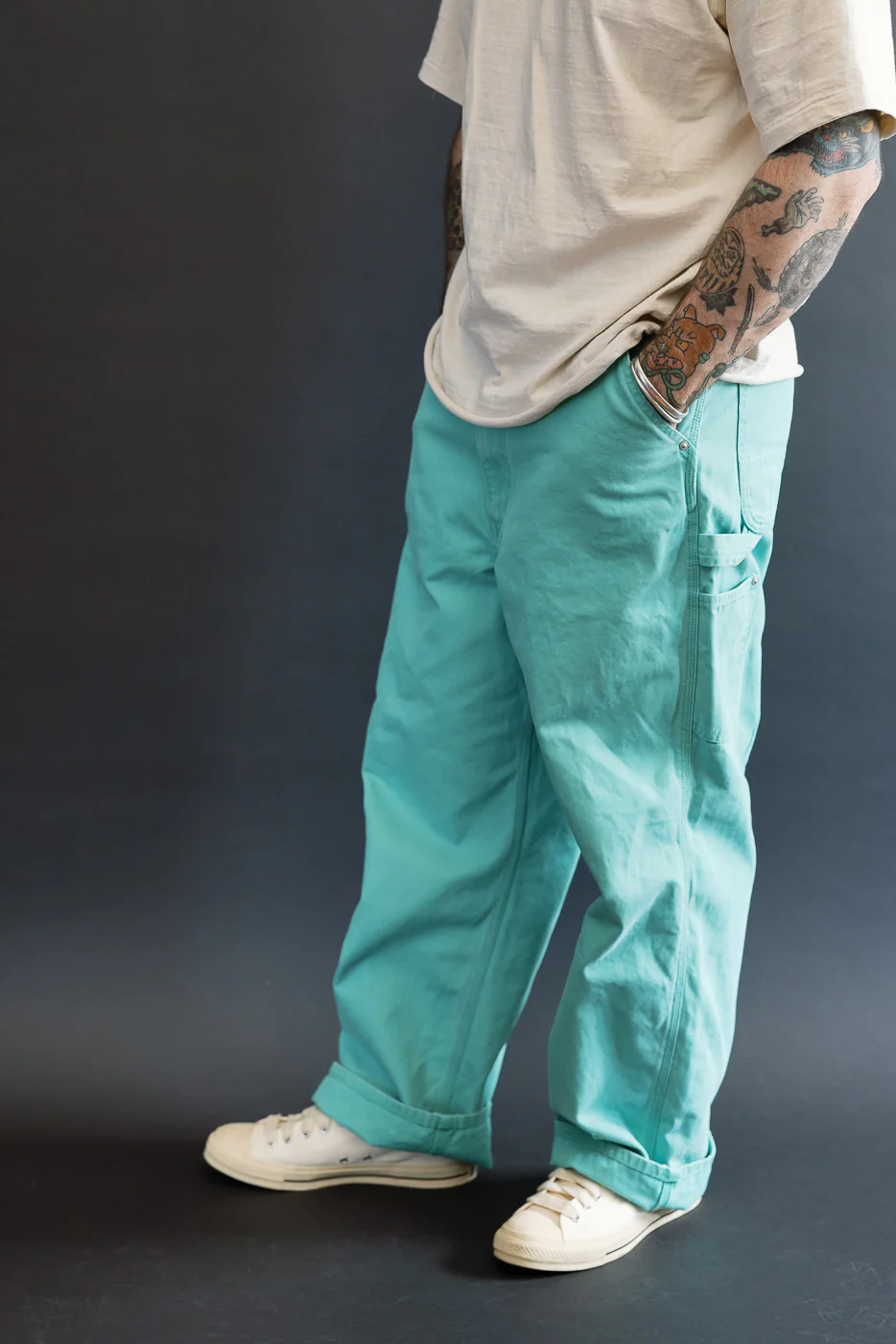 01-5328-39SK - Dad's Fit Painter's Pants Canvas - Turquoise - Image 12