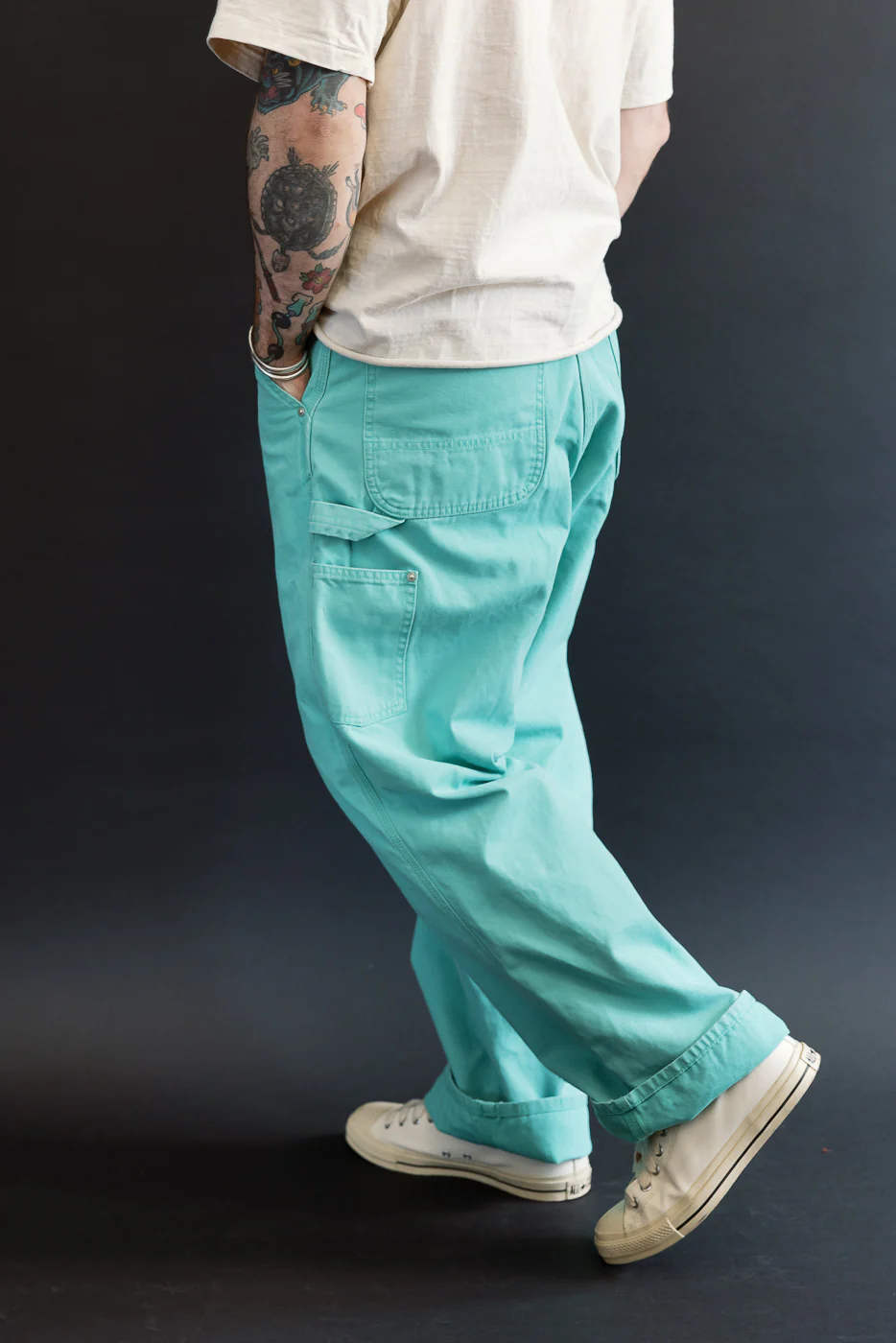 01-5328-39SK - Dad's Fit Painter's Pants Canvas - Turquoise - Image 13