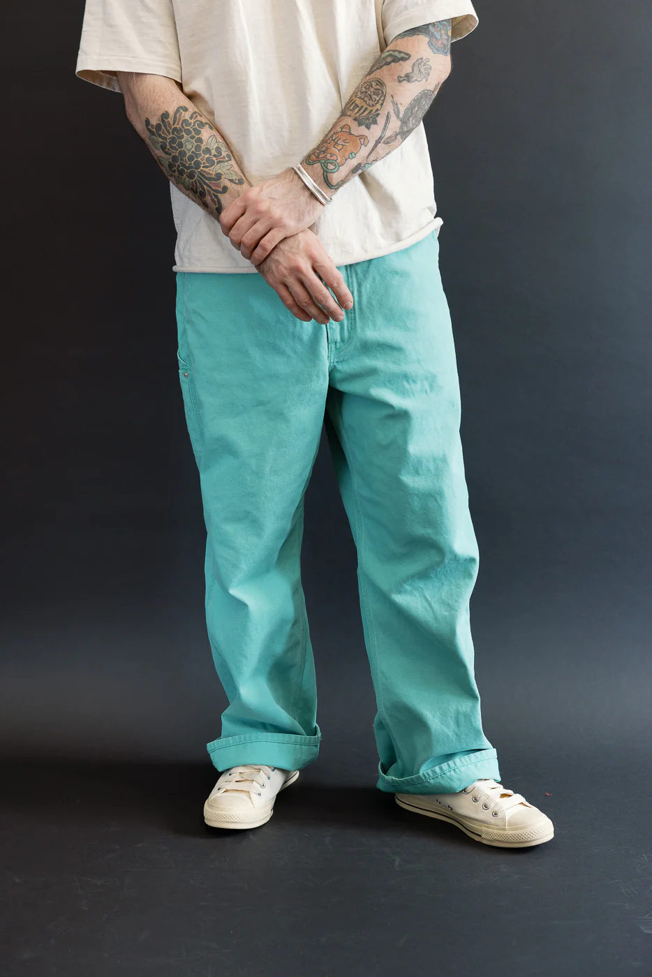 01-5328-39SK - Dad's Fit Painter's Pants Canvas - Turquoise - Image 16