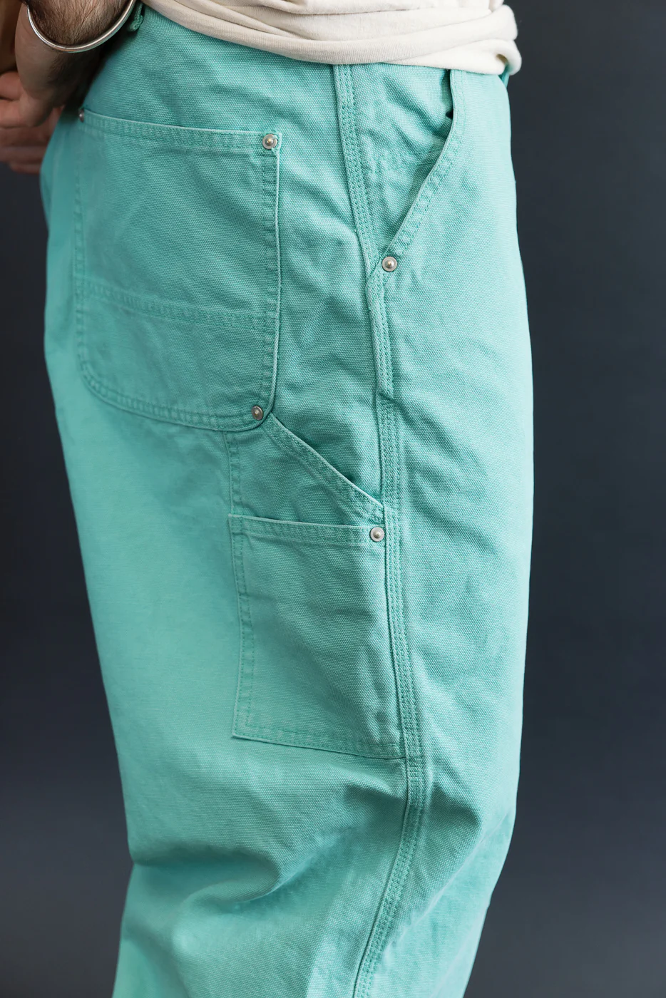 01-5328-39SK - Dad's Fit Painter's Pants Canvas - Turquoise - Image 18