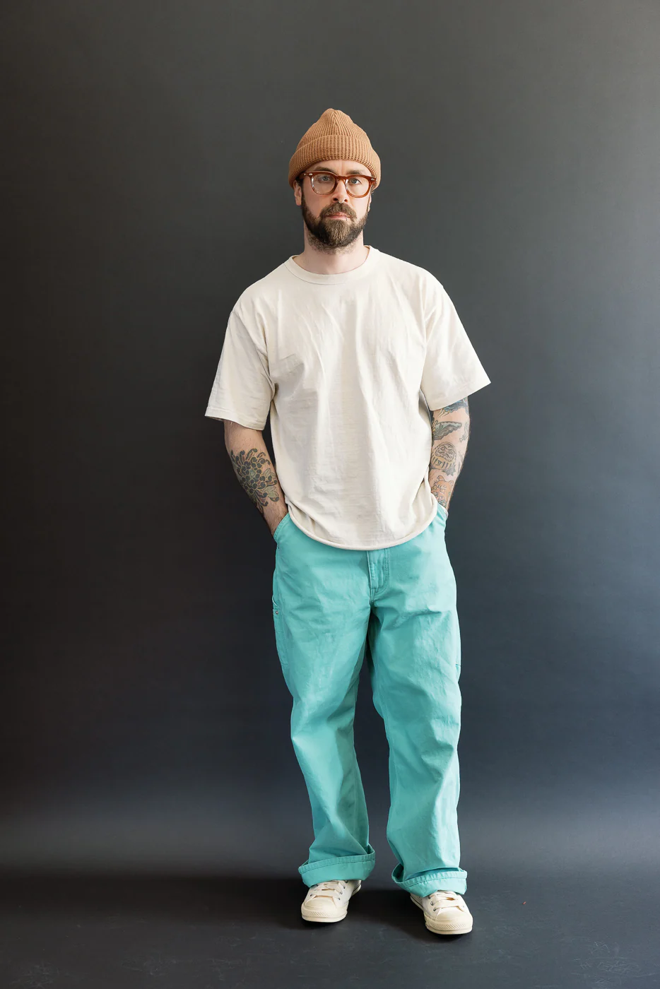 01-5328-39SK - Dad's Fit Painter's Pants Canvas - Turquoise - Image 7