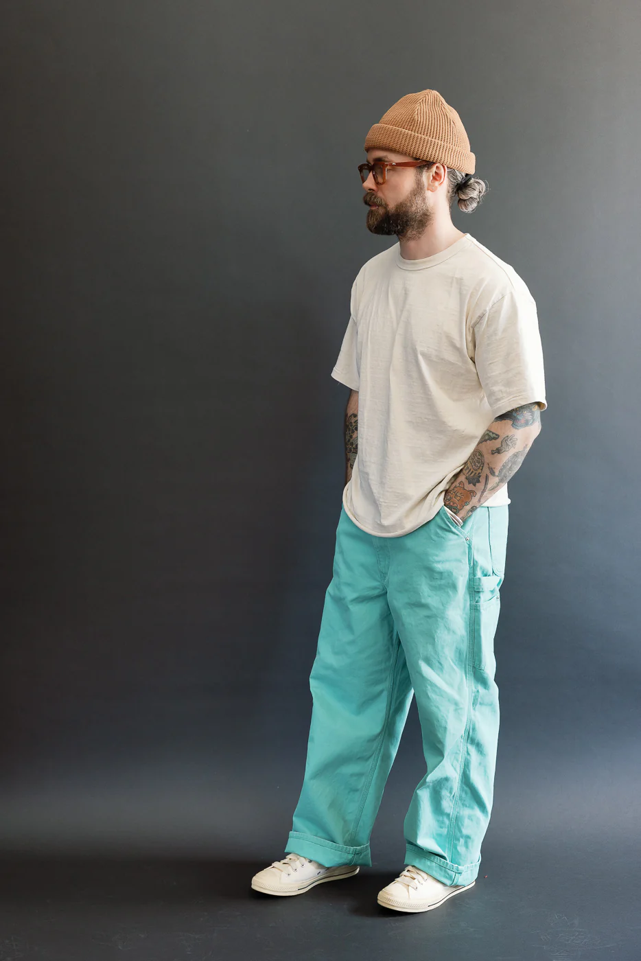 01-5328-39SK - Dad's Fit Painter's Pants Canvas - Turquoise - Image 8