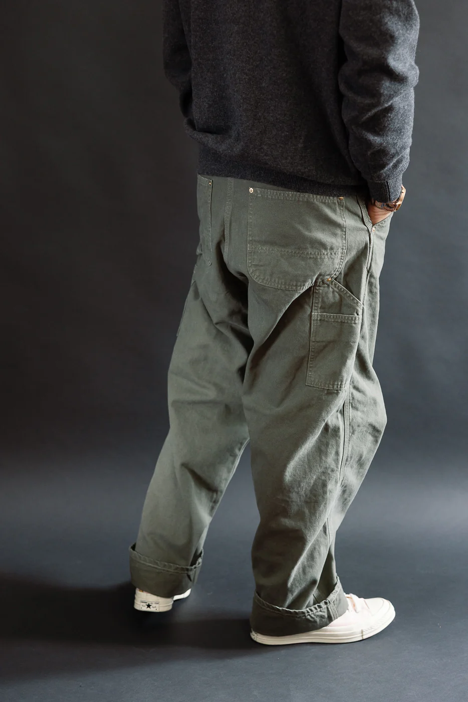 01-5328-76 - Dad's Fit Painter's Pants Canvas - Army Green - Image 13
